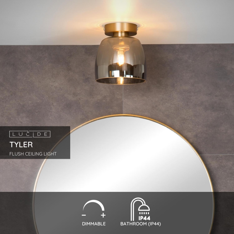 Lucide TYLER - Zapustené stropné svietidlo Kúpeľňa - Ø 16,1 cm - 1xG9 - IP44 - Matt Gold / Mosadz